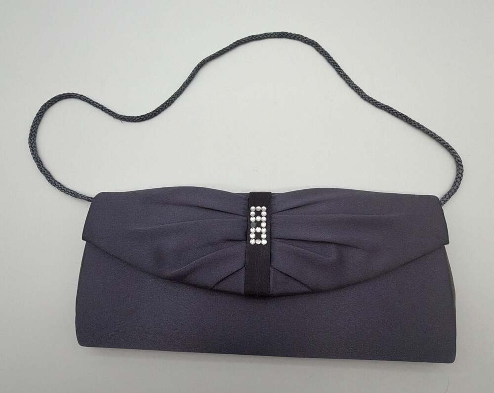 Jessica McClintock Matte Satin Rhinestone Accent Evening Clutch